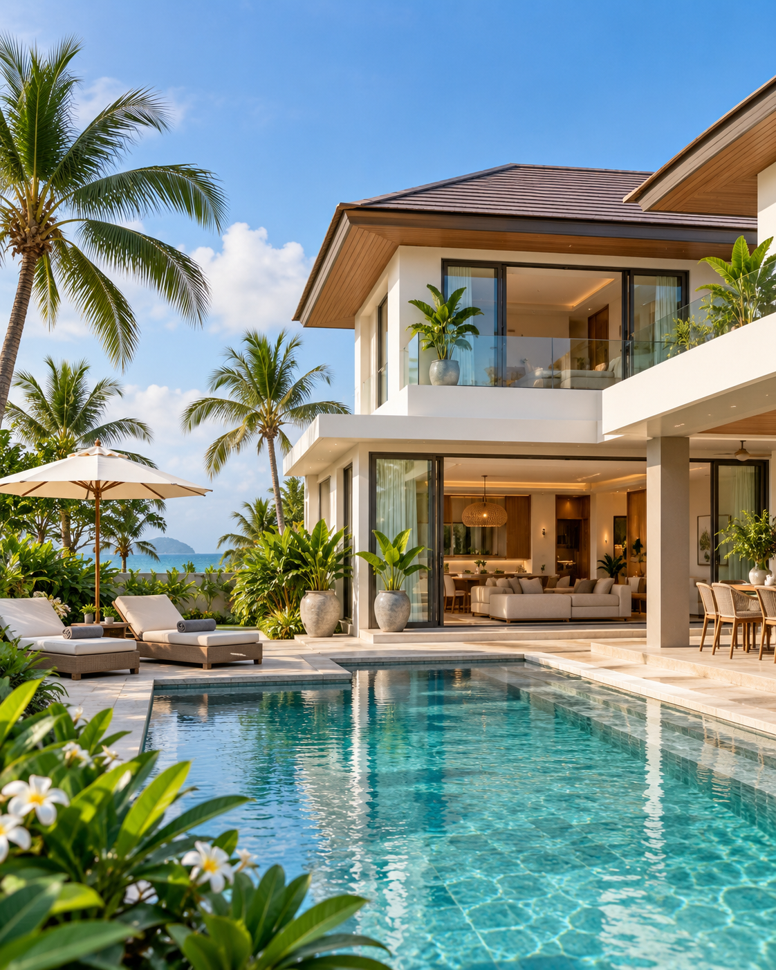 Luxury tropical Thai-style villa with pool